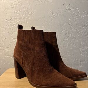 Vince Camuto Rich Brown Suede Ankle Booties